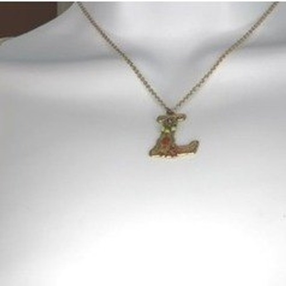 Michal Negrin Necklace Initial L Enamel Swarovski Crystal Floral Pendant